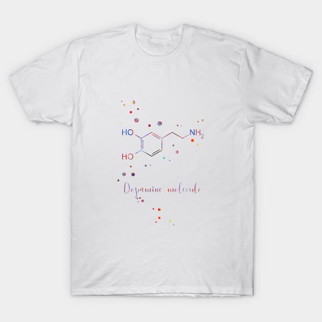 Dopamine molecule T-Shirt by RosaliArt